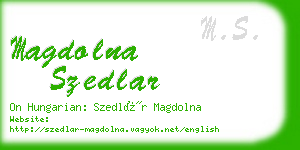 magdolna szedlar business card